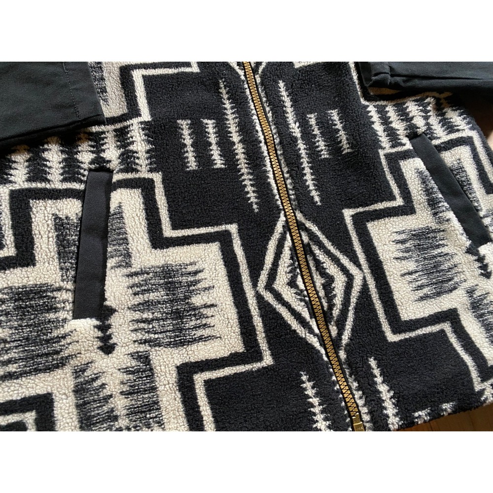 Pendleton Dry Goods XL Full Zip Southwestern Fleece Canvas Aztec Jacket Black - Picture 6 of 11